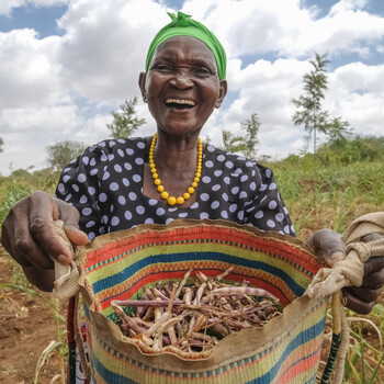 Frau mit Ernte in Ostafrika Frau mit Ernte in Ostafrika