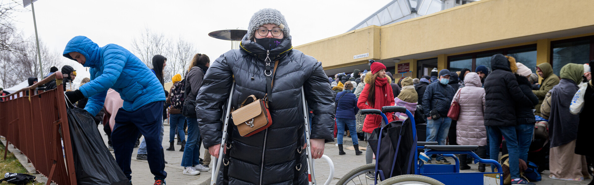 Ukrainische Geflüchtete auf der Flucht Ukrainische Geflüchtete auf der Flucht