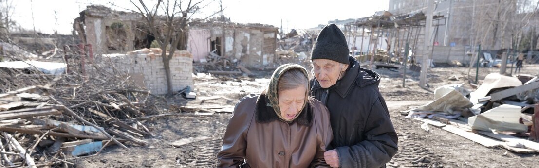 Menschen in der Ukraine auf der Flucht Menschen in der Ukraine auf der Flucht