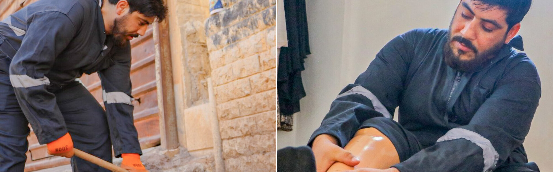 Yaser bei Bauarbeiten in der Erdbebenregion in Syrien Yaser bei Bauarbeiten in der Erdbebenregion in Syrien