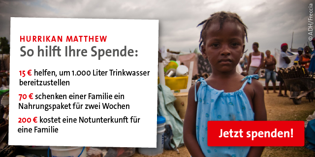 So helfen Ihre Spenden bei den Betroffenen des Hurrikan Matthew So helfen Ihre Spenden bei den Betroffenen des Hurrikan Matthew